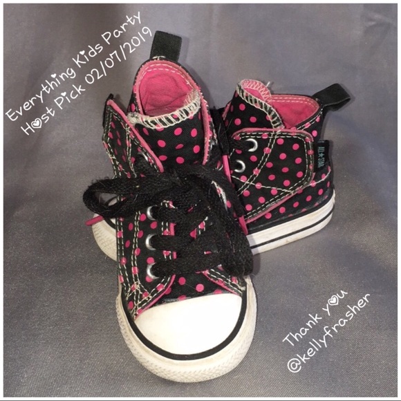 Converse Other - Converse Black w/ Pink Polka Dots Hightop’s